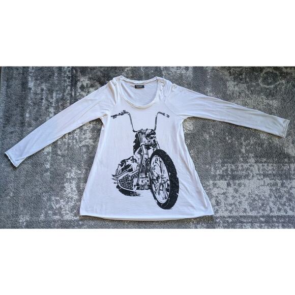 Lauren Moshi Long Sleeve Tee, Chopper Print - Small, Made In USA - Picture 3 of 13